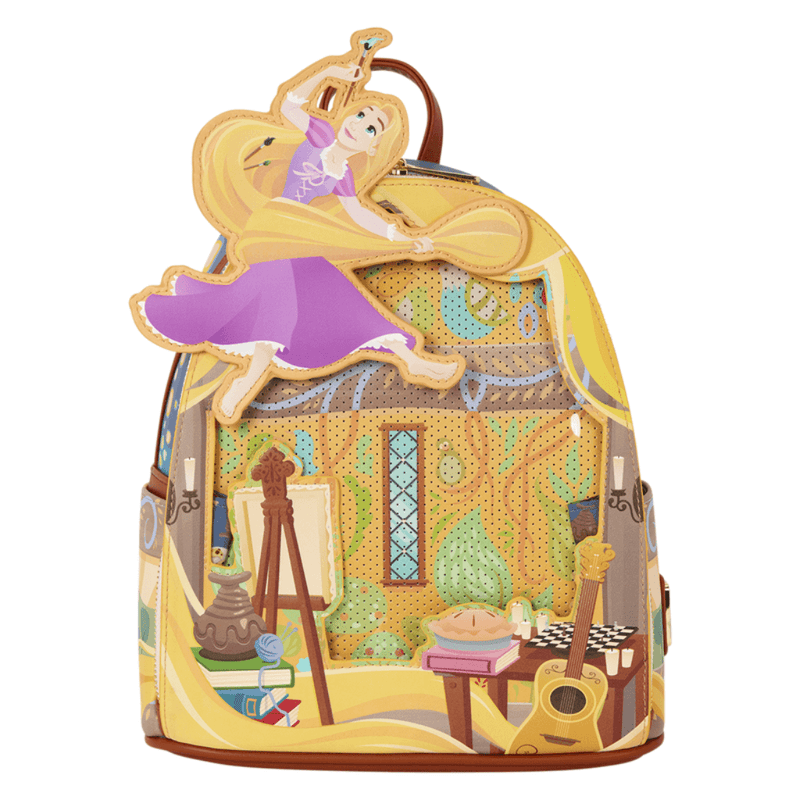 Loungefly Tangled Rapunzel Glow Pin Trader Mini Backpack front