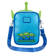 Reverse of Alien Crossbuddies crossbody with three aliens and Oooooooh print