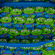 Interior lining with repeating Toy Story alien print inside crossbody