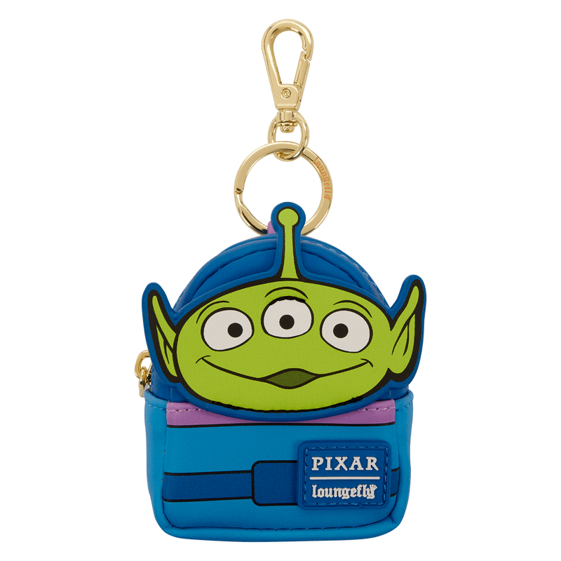 Loungefly Toy Story mini backpack bag charm featuring Alien face and blue suit