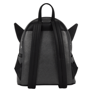 Back of Loungefly Pokémon Umbreon mini backpack showing black adjustable shoulder straps and top handle