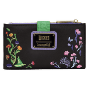 Loungefly Wicked wallet back view with logo plaque and floral design