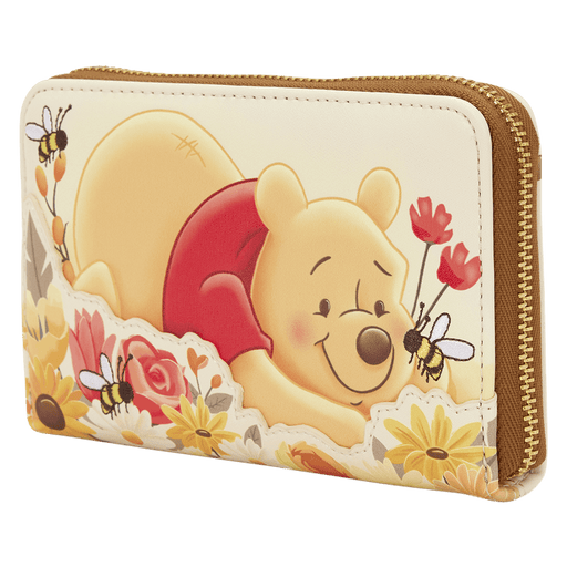 Loungefly Disney Winnie the Pooh wallet angled view with zip closure