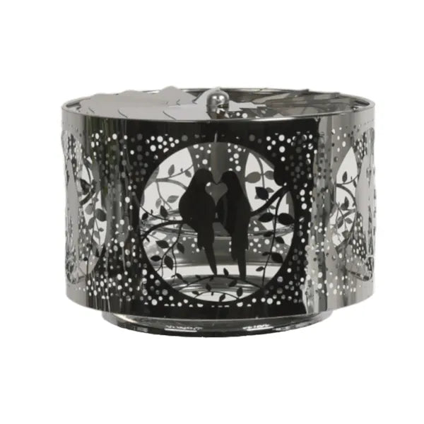Lovebirds Spinning Carousel Candle Shade – Silver - Something Different Gift Shop