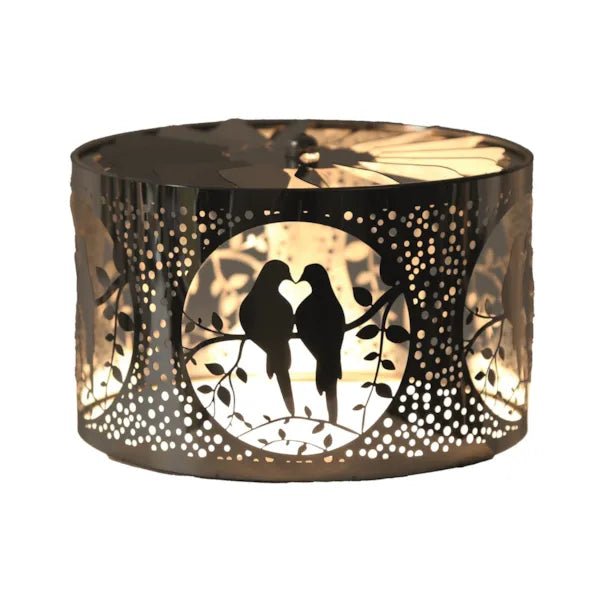 Lovebirds Spinning Carousel Candle Shade – Silver - Something Different Gift Shop