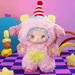 Sweet Chili Strawberry plush – bubble‑gum pink lamb suit with candy‑stripe hat, MJ Studio blind box.
