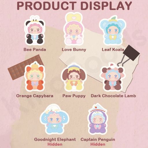 Lovely Emma Hugging Series blind box character lineup with six regular designs and two hidden designs