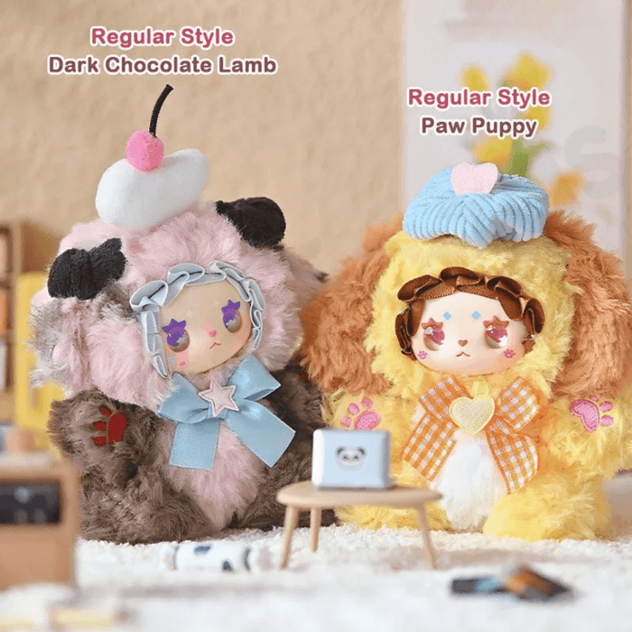 Lovely Emma Hugging Series Dark Chocolate Lamb and Paw Puppy plush collectable figures