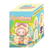 Lovely Emma Pocket Zoo blind box packaging with Cheese Cat illustration and surprise spark graphics
