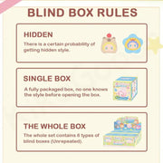 Graphic explaining Rua Rua Zoo blind box rules: hidden odds, single-box mystery and full-set option.

