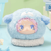 Domineering Wolf King plush blind box collectable – fluffy blue wolf hood, purple eyes, Rua Rua Zoo series.
