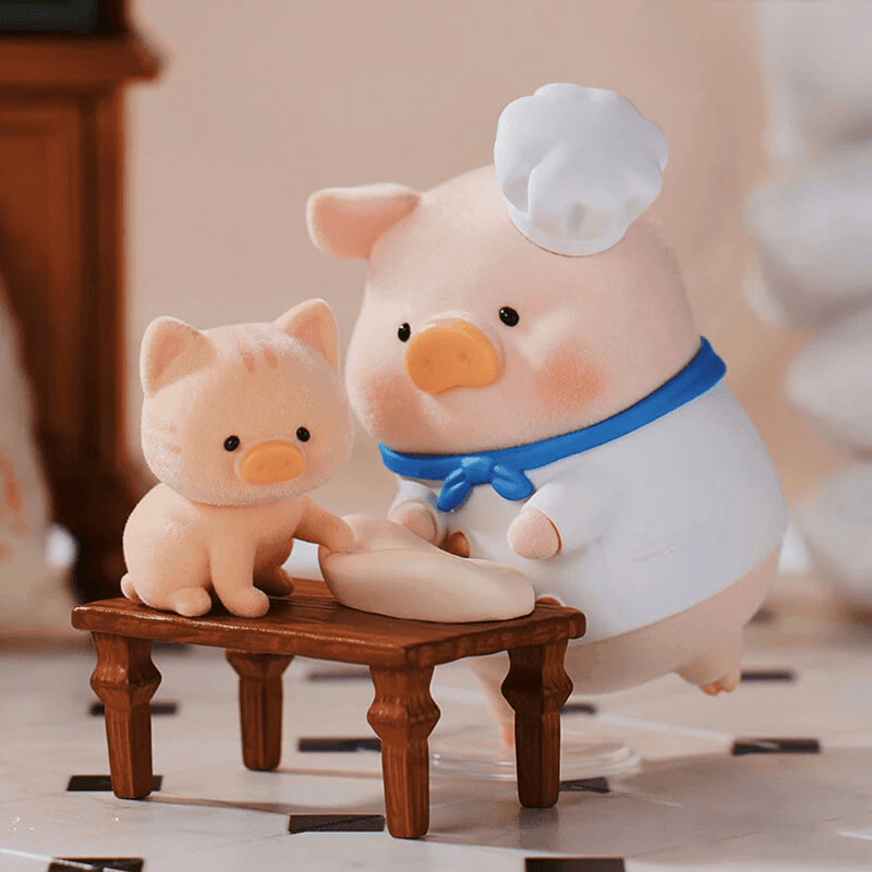 General hidden “Craftsmanship” baker pig teaching kitten to knead dough – Pigchelin Blind Box collectable
