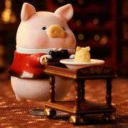 LuLu the Piggy “Serving Time” figure wheeling a dessert trolley from the Pigchelin Restaurant Blind Box
