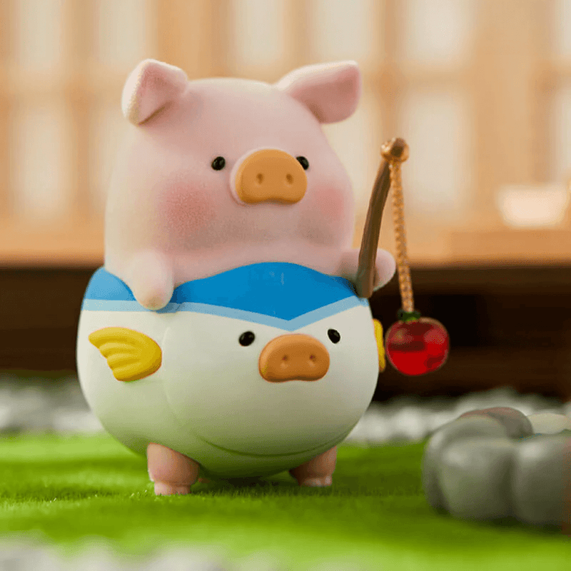 “Fishing” LuLu riding fish float, dangling cherry lure – Caturday Series Blind Box figure
