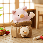 “Paper Bag” LuLu waving from a crumpled sack with kitten peeking out – Caturday Blind Box collectable

