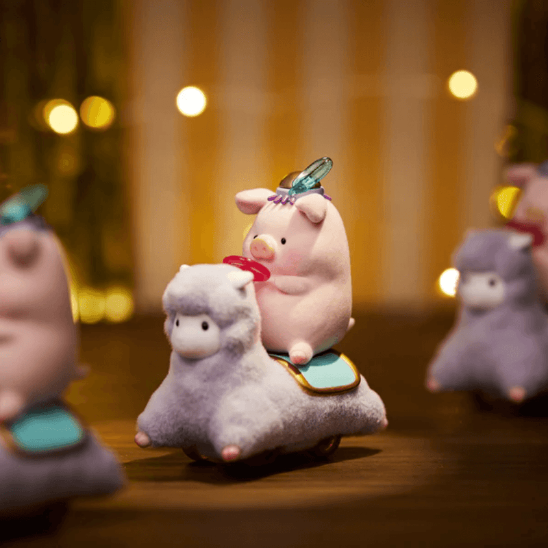 Super hidden “Alpacas” LuLu riding fluffy purple alpaca scooter under carnival lights – ultimate chase figure

