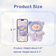 LuLu the Piggy Dreaming Wonderland keychain size guide showing approx 3.9 inch height