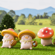 “Mushroom” LuLu wearing toadstool hat and wicker basket – Blind Box collectable
