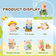 Product display board showing all Farm Garden Blind Box figures plus hidden Truck chase
