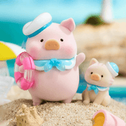 “Sailor” LuLu on beach with kitten first-mate and pink lifebuoy – Blind Box collectable
