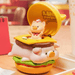 LuLu The Piggy Burger Express Movable Series Surprise LuLu Burger figure with a cat character popping out of a burger top