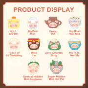 LuLu the Piggy Dim Sum House plush keychain blind box product display showing all regular and hidden styles
