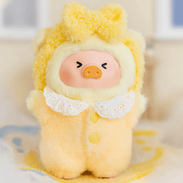 Lulu the Piggy Winning Streak plush keychain in fluffy yellow sleep outfit