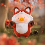 Lulu the Piggy Animal Party Fox blind box figure in russet woodland setting, paws raised playfully.
