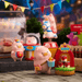 Lulu The Piggy Lululand Series Blind Box group display featuring Fantasy Carousel, Shooter and fairground-themed figures