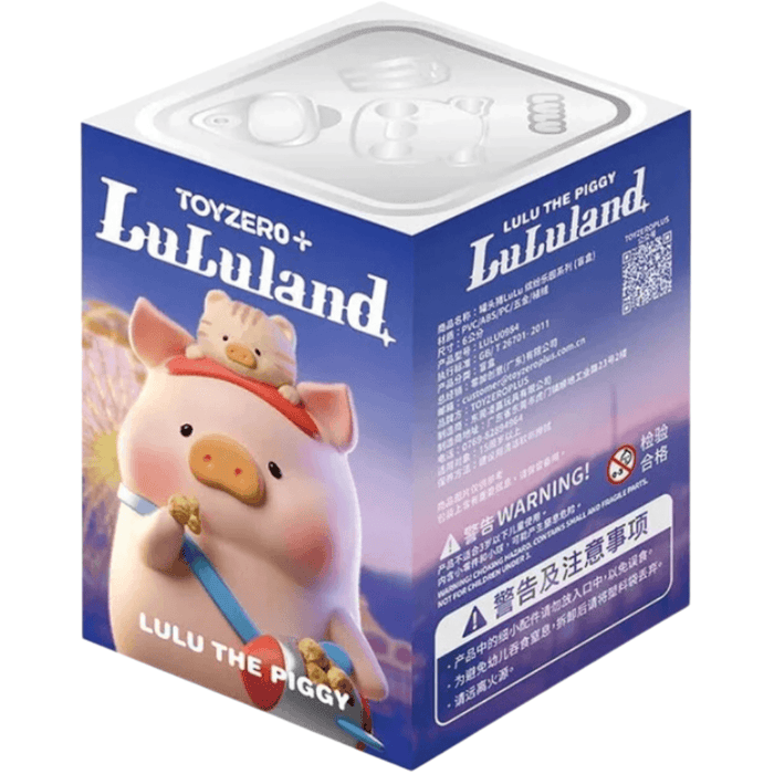 Lulu The Piggy Lululand Series Blind Box retail packaging box with Adventure King artwork