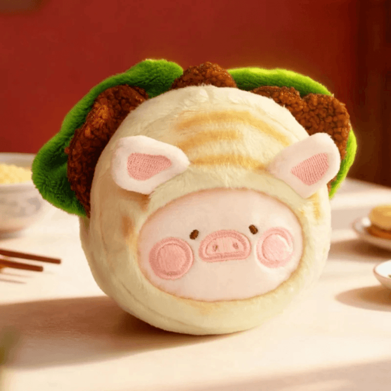 LuLu the Piggy Mini Roujiamo hidden plush keychain blind box design
