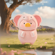 Lulu the Piggy Animal Party Rare-Colour Pink Elephant blind box figure, pastel pink hide and sweet meadow backdrop.
