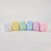 LuLu the Piggy Rainbow Sheep Plush Blind Box rear line-up of the sheep plush figures in white, yellow, green, blue, purple and pink