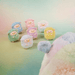 LuLu the Piggy Rainbow Sheep Plush Blind Box front view group display of the six regular pastel sheep plush figures