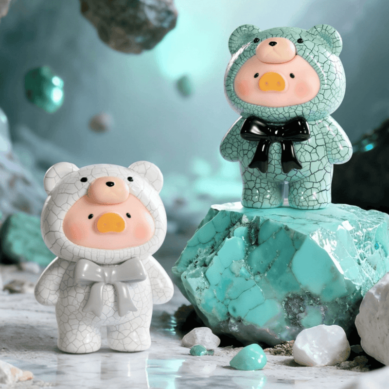 Lulu the Piggy Teddy Mini 2 Ore Collection white and cracked turquoise style figures
