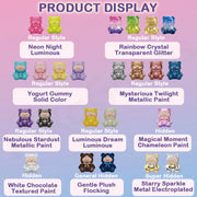 Lulu The Piggy Teddy Mini figurine collection featuring 20 designs in glitter, metallic, and luminous finishes

