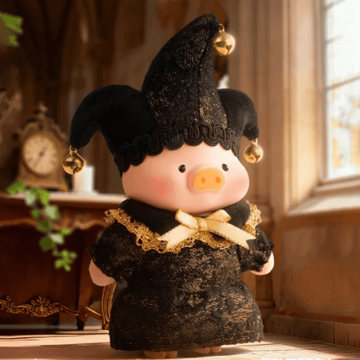 LuLu the Piggy Triangel Series Blind Box hidden Obsessed with U plush figure in a black jester outfit