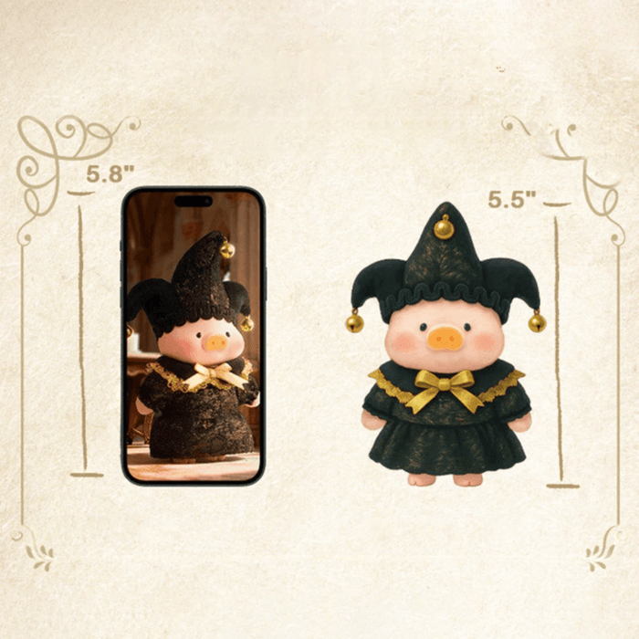 LuLu the Piggy Triangel Series Blind Box size guide showing the plush figure at about 5.5 inches high