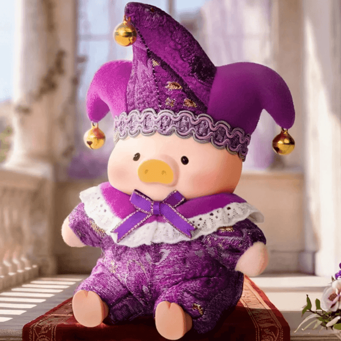 LuLu the Piggy Triangel Series Blind Box Wait for U plush figure in a purple jester outfit
