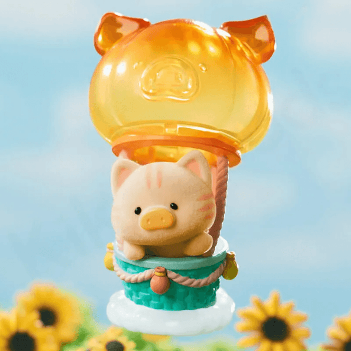 Lulu the Piggy's Travel Series Blind Box General Hidden Ballon Rides figure with a cat character in a hot air balloon