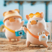 LuLu the Piggy's Travel Series Blind Box travel figure wearing yellow sunglasses and carrying a bunny-shaped bag