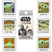 Grogu blind box enamel pins from The Mandalorian, six designs shown with the mystery box in the centre.
