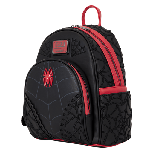 Angled view of the Loungefly Marvel Spider-Man mini backpack