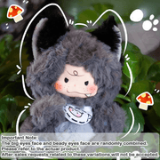 Big Bad Wolf plush pendant keyring in grey suit from the Matchy Lacy blind box collection.