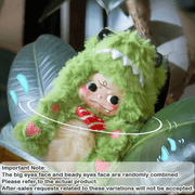 Little Crocodile plush pendant keyring with green suit and striped scarf from the Matchy Lacy series.