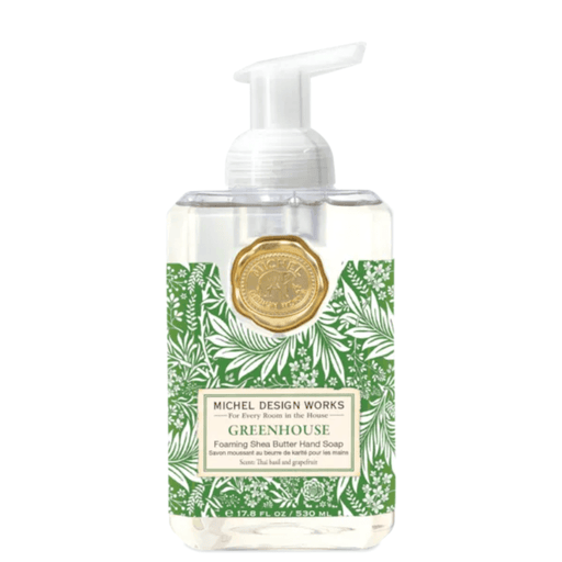 Michel Design Works Greenhouse foaming hand soap 530ml bottle with green botanical label and pump