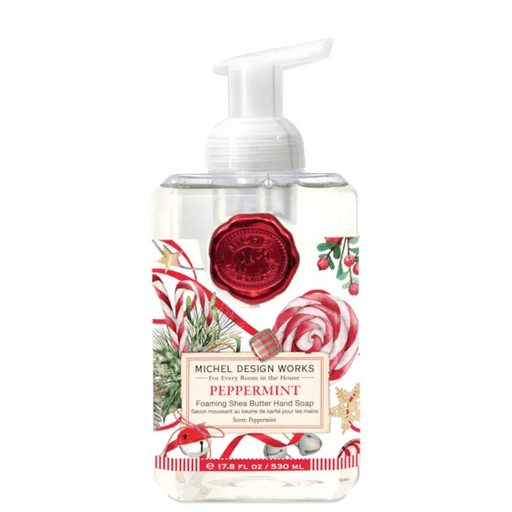 Michel Design Works Peppermint foaming hand soap 530ml pump with candy cane artwork