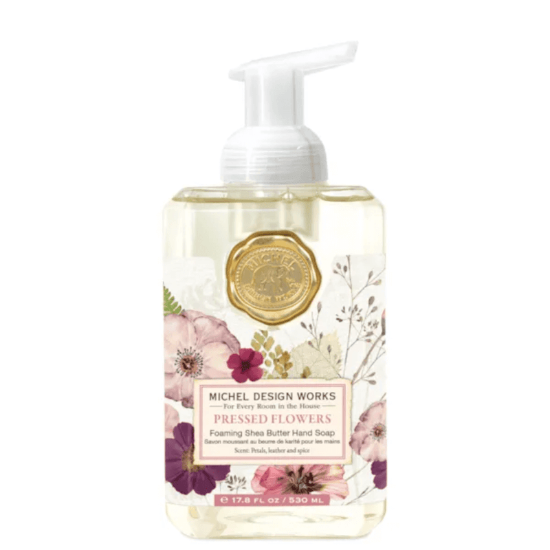 Michel Design Works Pressed Flowers foaming hand soap 530ml bottle with floral label and pump