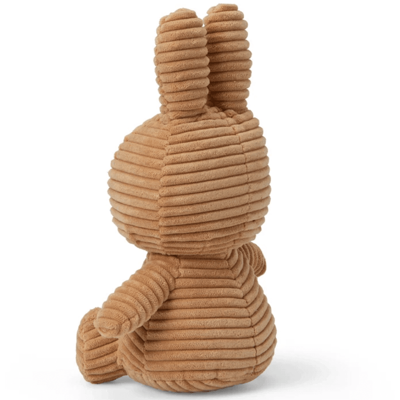 Back of beige corduroy Miffy plush rabbit, handmade by Bon Ton Toys, 23 cm.