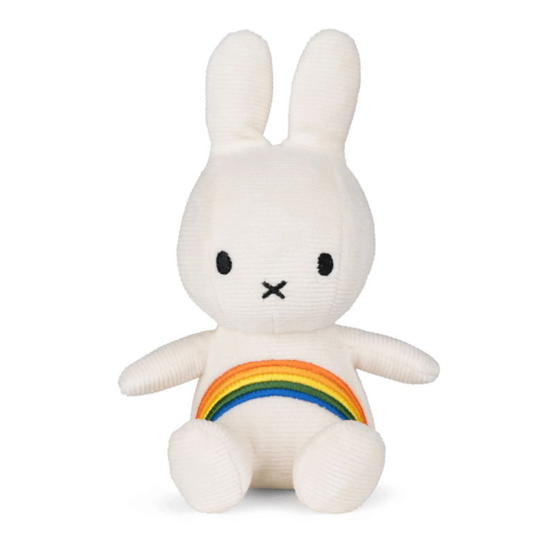 Miffy Rainbow Corduroy White 18cm plush toy by Bon Ton Toys front view